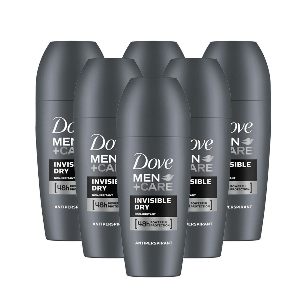 6 x 50ml DOVE MEN+CARE Invisible Dry ROLL ON ANTI-PERSPIRANT