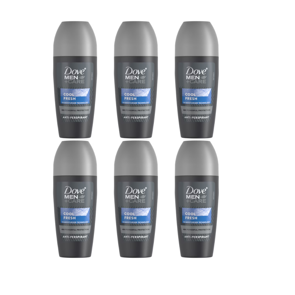 6 x 50ml Dove Men+Care Cool Fresh Roll On Anti-Perspirant Deodorant