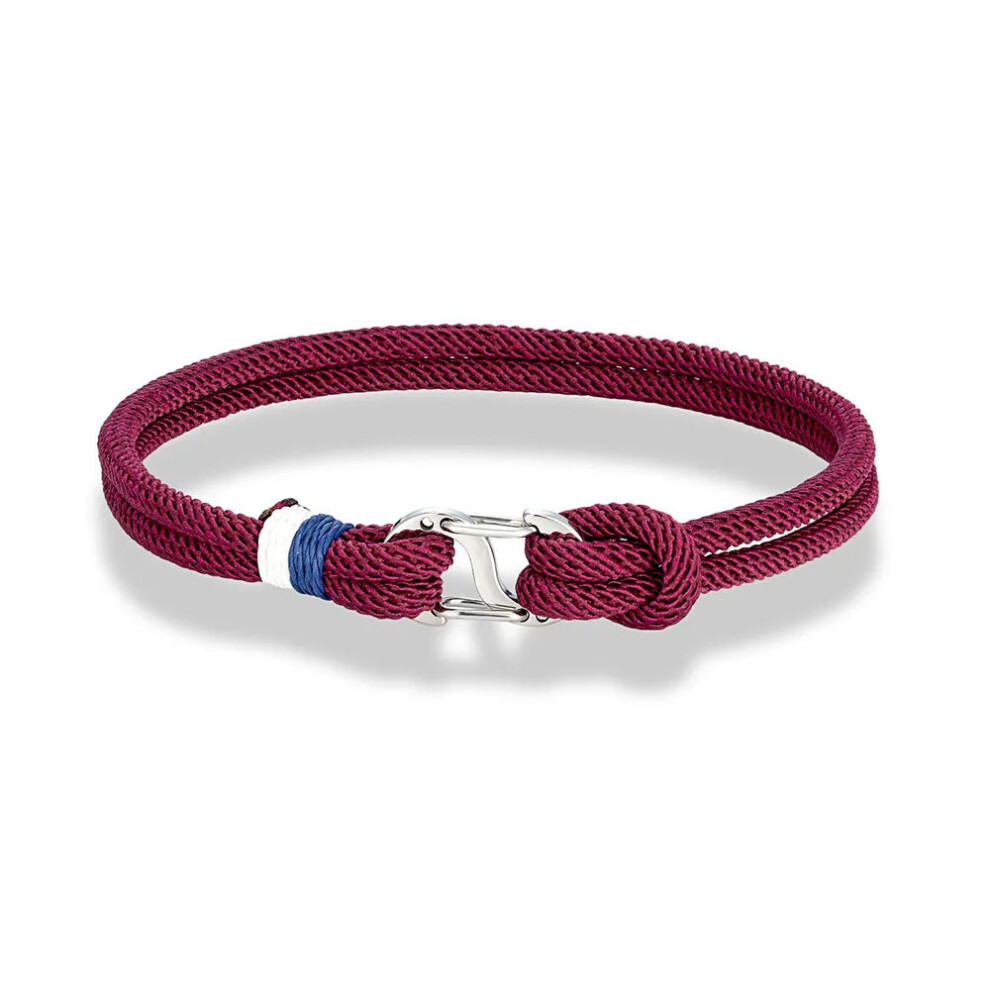 (21cm, Wine red) Braided Rope Bracelet Carabiner Clasp Survival Unisex Bracelet