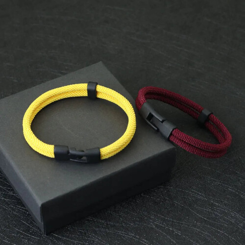 (L 21.5cm 8.5Inch, Navy Rope) Mens Thread Double Layer Detachable Matching Stackable Bracelet 2