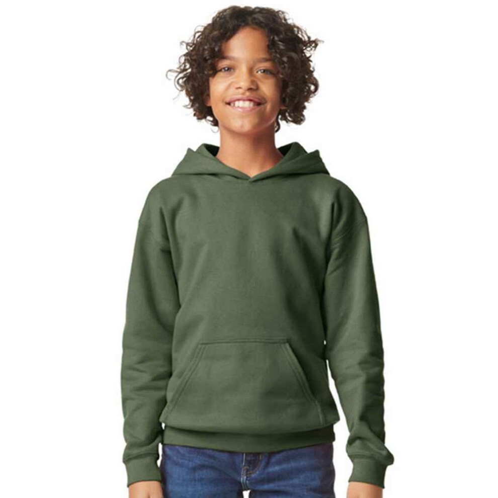 Gildan Boys Green (Xs, Military ) Childrens/Kids Soft Touch Midweight Hoodie