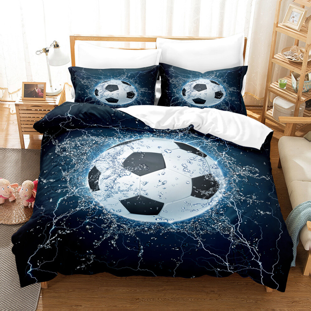 (Style 13, Double 200*200cm) Football Fan Duvet Cover Soccer Print Bedding 3 Piece Set