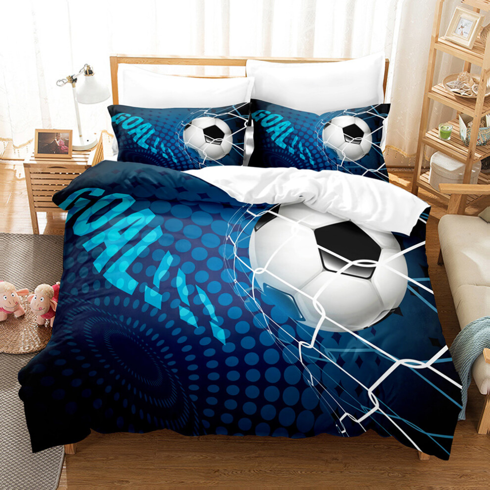 (Style 14, Double 200*200cm) Football Fan Duvet Cover Soccer Print Bedding 3 Piece Set