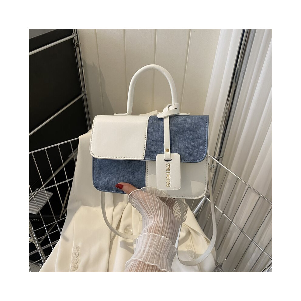 (White) And Chic Versatile Colorblocked Handheld Square Bag For Daily Fashion Use
