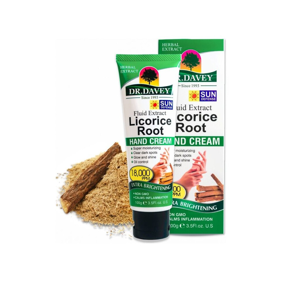 Dr. Davey Fluid Extract Licorice Root Hand Cream White Brightening & Moisturizing Formula for Soft, Even-Toned Hands - 100g