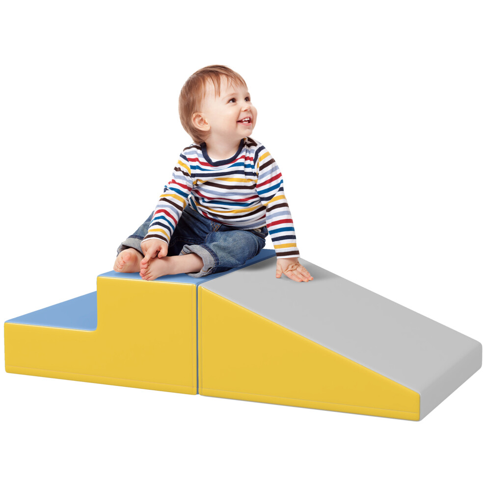 HOMCOM 2 Piece Soft Play Set For Toddler Climb And Crawl, Grey