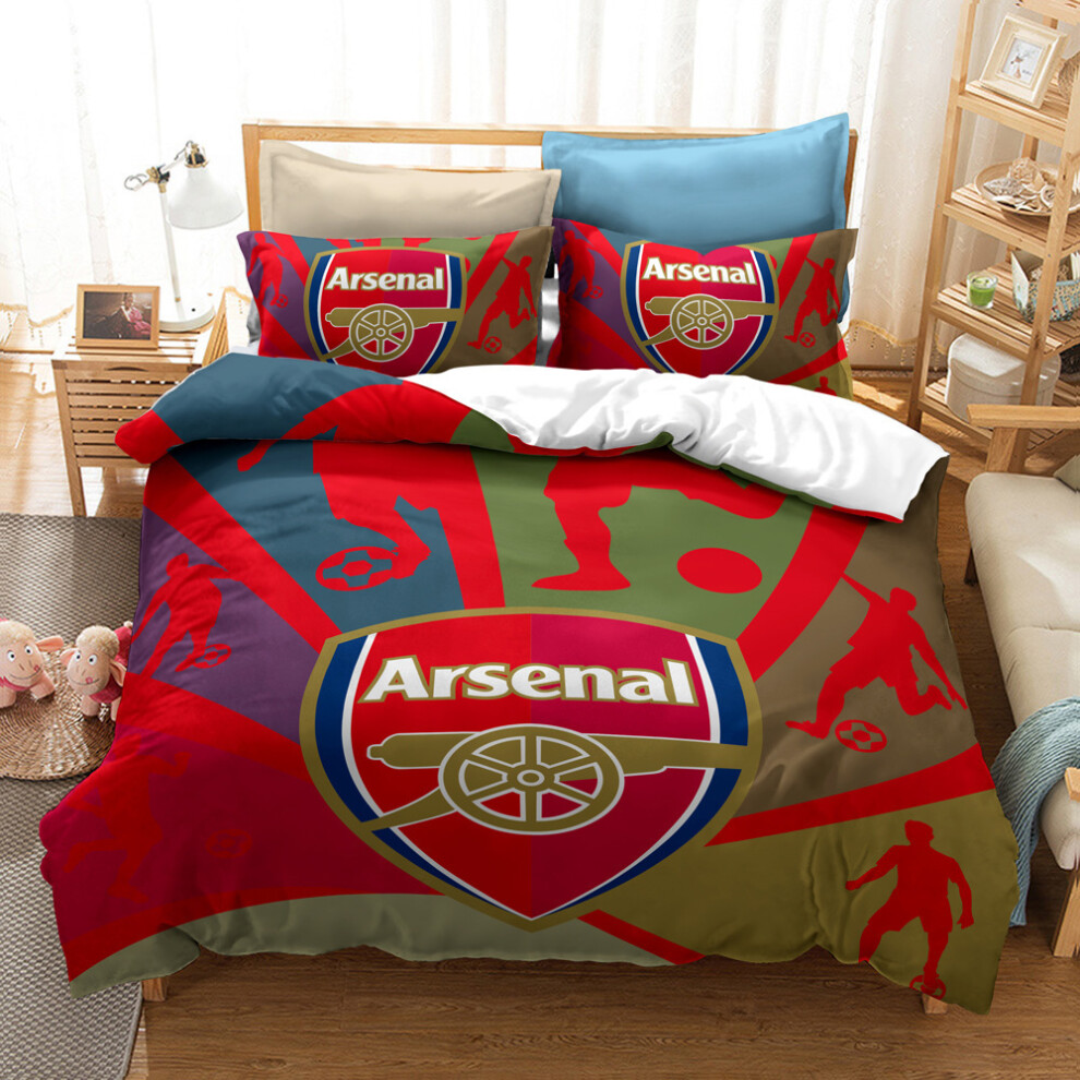 (Style 1, Single 135*200cm ) Football Fan Duvet Cover Football Team Logo Bedding 3 Piece Set