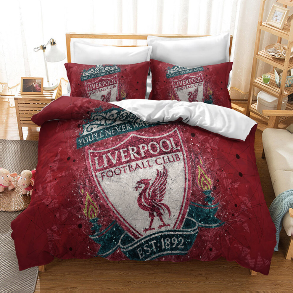 (Style 8, Single 135*200cm ) Football Fan Duvet Cover Football Team Logo Bedding 3 Piece Set