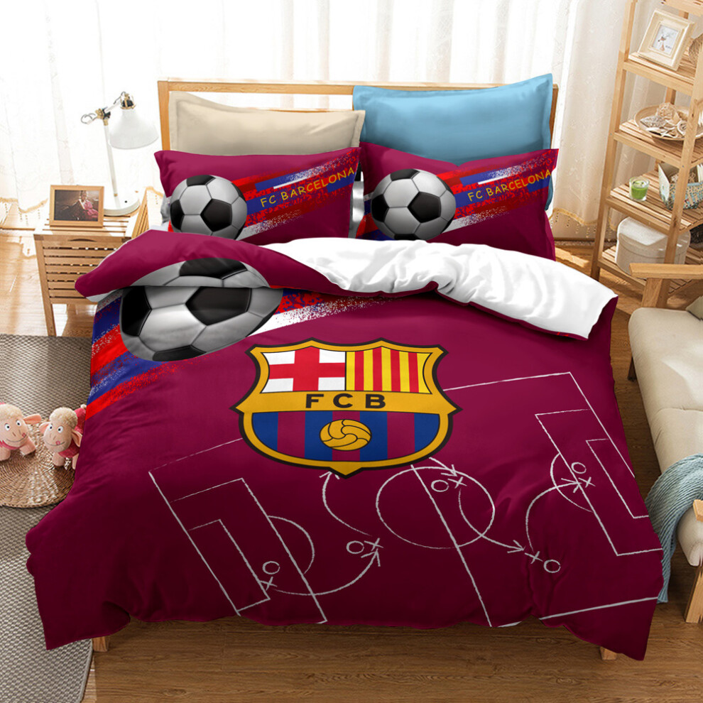 (Style 10, Single 135*200cm ) Football Fan Duvet Cover Football Team Logo Bedding 3 Piece Set