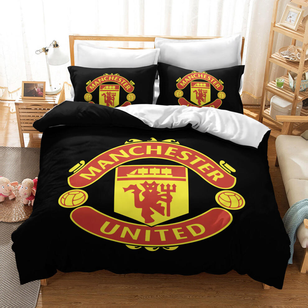 (Style 11, Single 135*200cm ) Football Fan Duvet Cover Football Team Logo Bedding 3 Piece Set