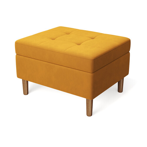 Living And Home Modern Rectangular Tufted Velvet Storage Ottoman 2