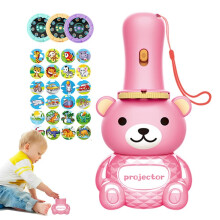 (Pink) Story Torches Light Toy Bear Appearance Projector Light Creative Bedtime Children's Lighting & Light Toy With 24 Patterns For