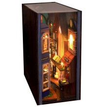 Book Nook Kit For Adults 3D Bookshelf Insert Decor Bookend Tiny House Creative Bookend With LED Light Bookshelf Decor