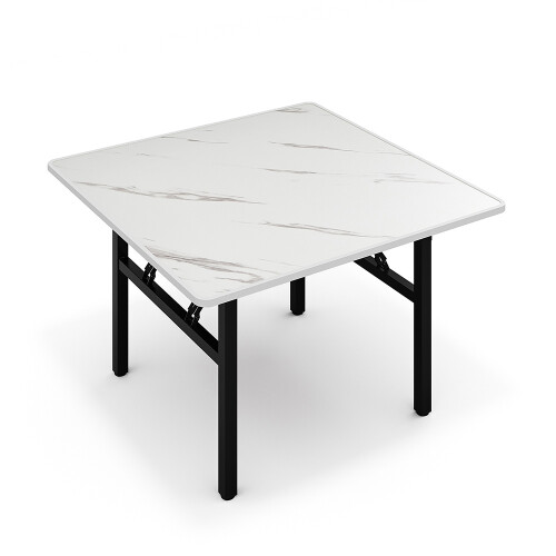 Living And Home Square 80cm Folding Coffee Table with Marble Effect Top 1