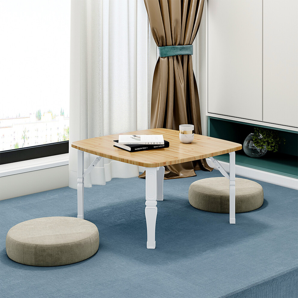Square 60cm Wooden Folding Coffee Table Natural