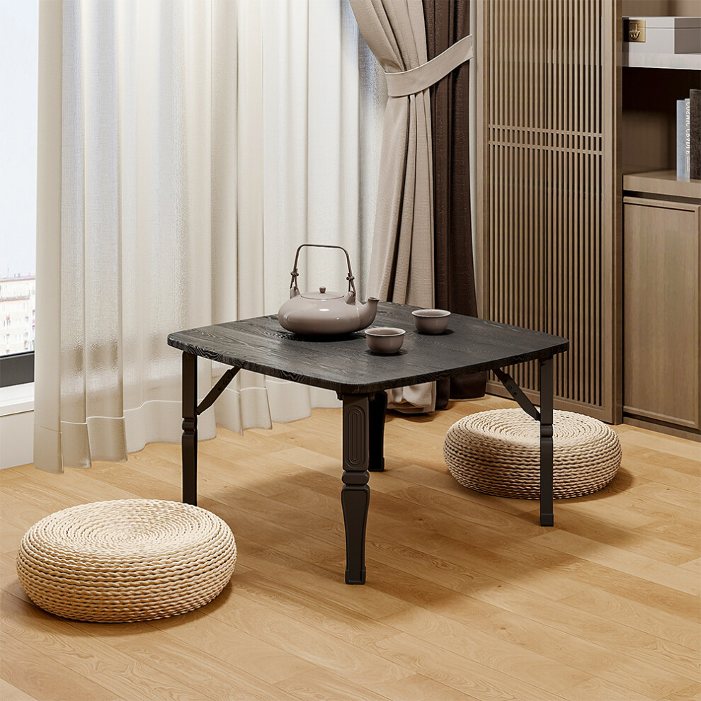 Square 60cm Wooden Folding Coffee Table Black