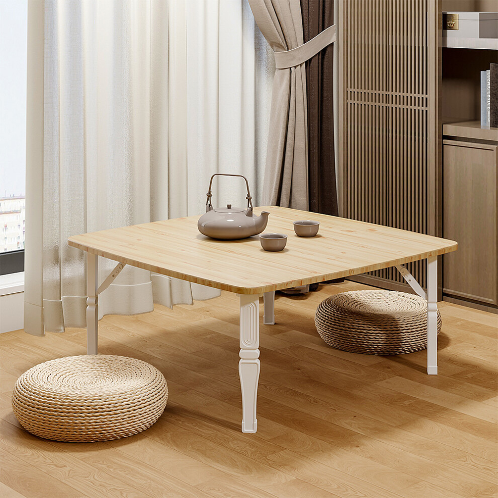 Square 80cm Wooden Folding Coffee Table Natural
