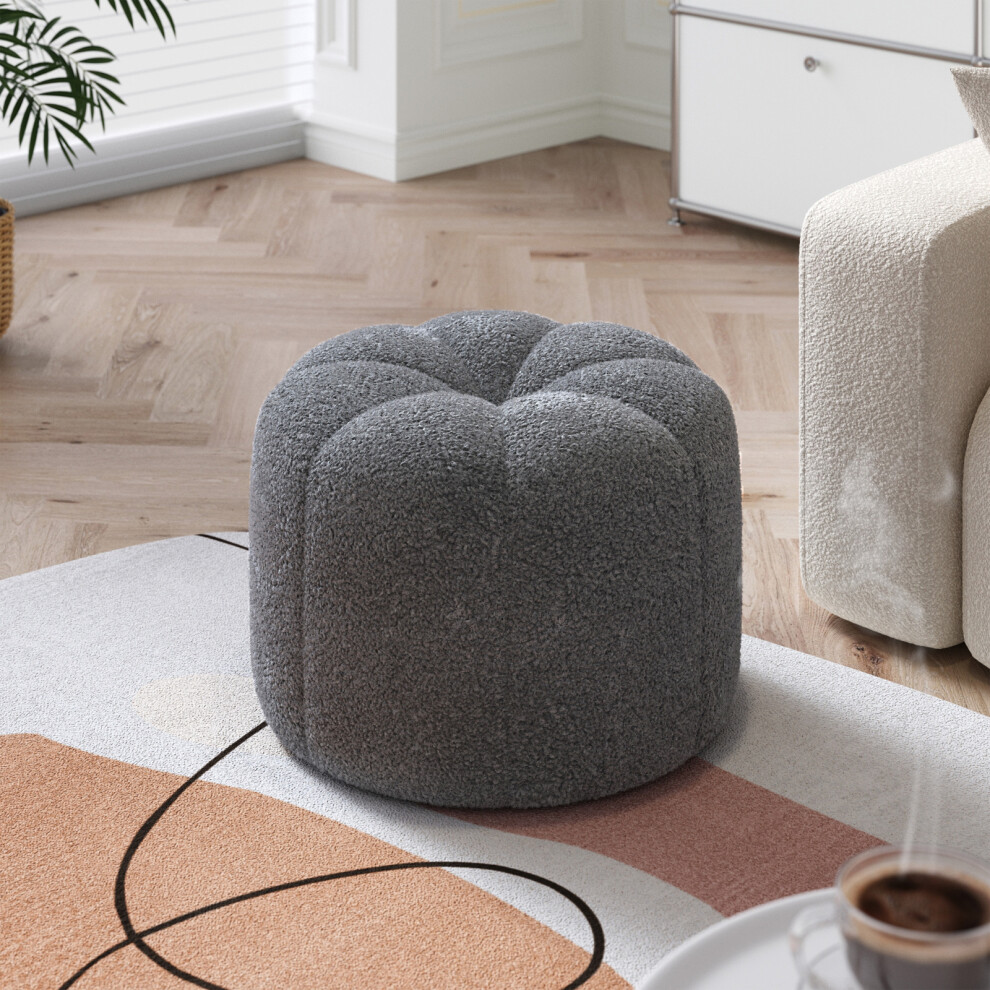 Soft Round Pouffe Chair Pouf Stool Sofa Footrest Footstool Sherpa Padded Seat
