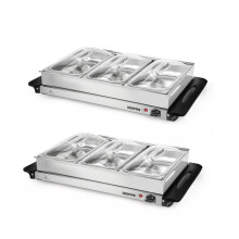 GEEPAS 300W Electric Food Warmer Buffet Server for Table - 3 x 2.4 L