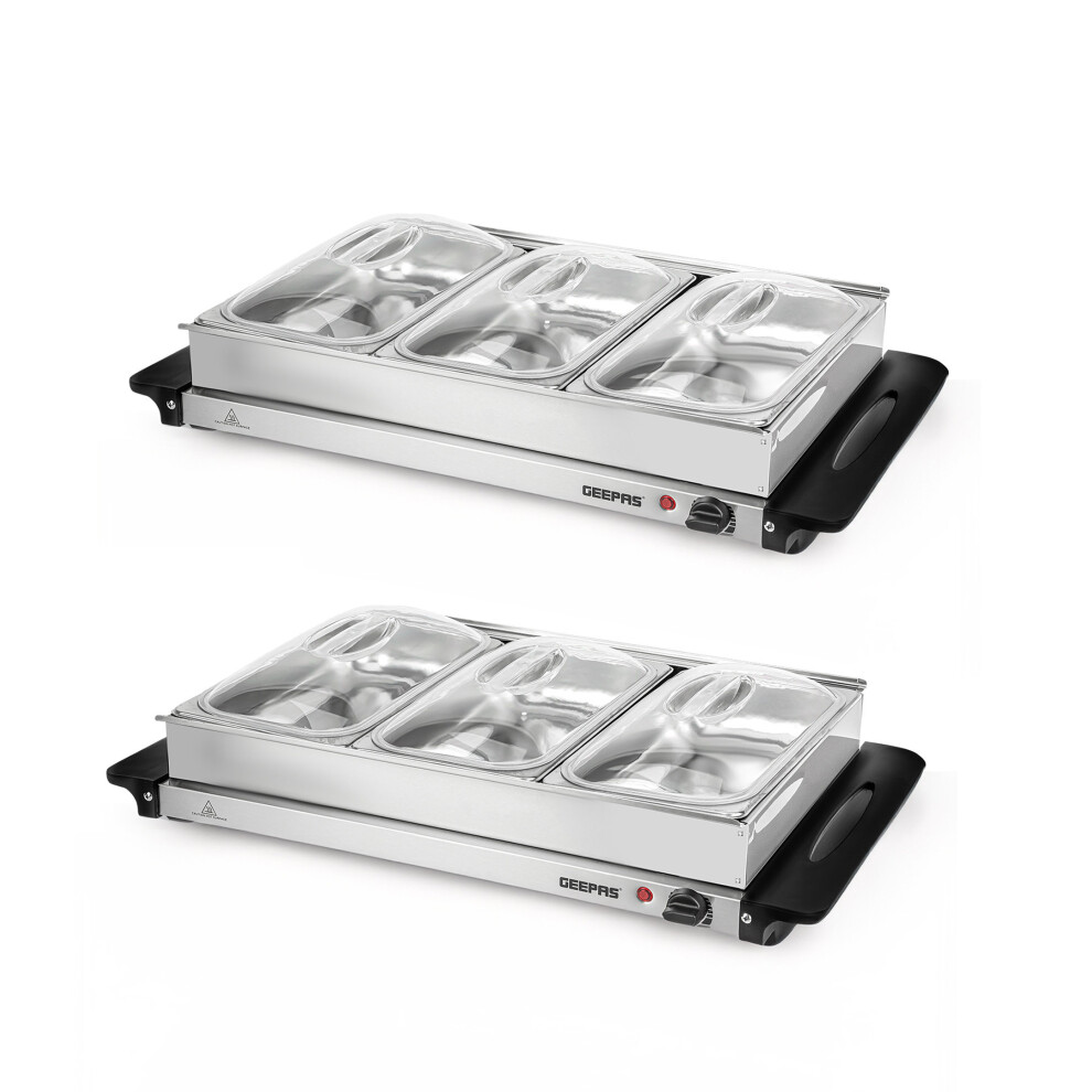 GEEPAS 300W Electric Food Warmer Buffet Server for Table - 3 x 2.4 L