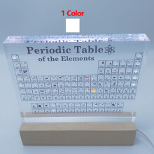 (With white light) Acrylic Periodic Table With Real Elements with Wooden Light Base Mendeleev Kids Teaching School Display Home Decor Craft