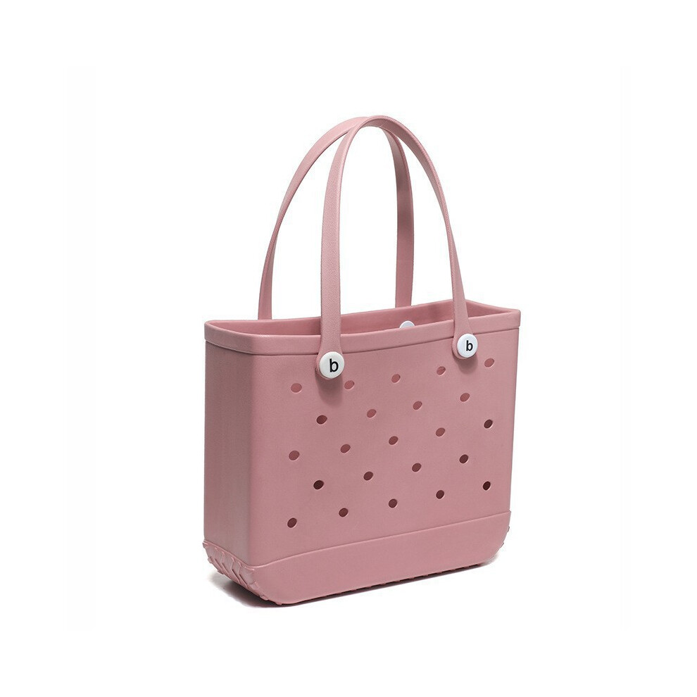 (Pink, M(38*13*32cm)) Beach EVA Rubber Waterproof Travel Tote Bag