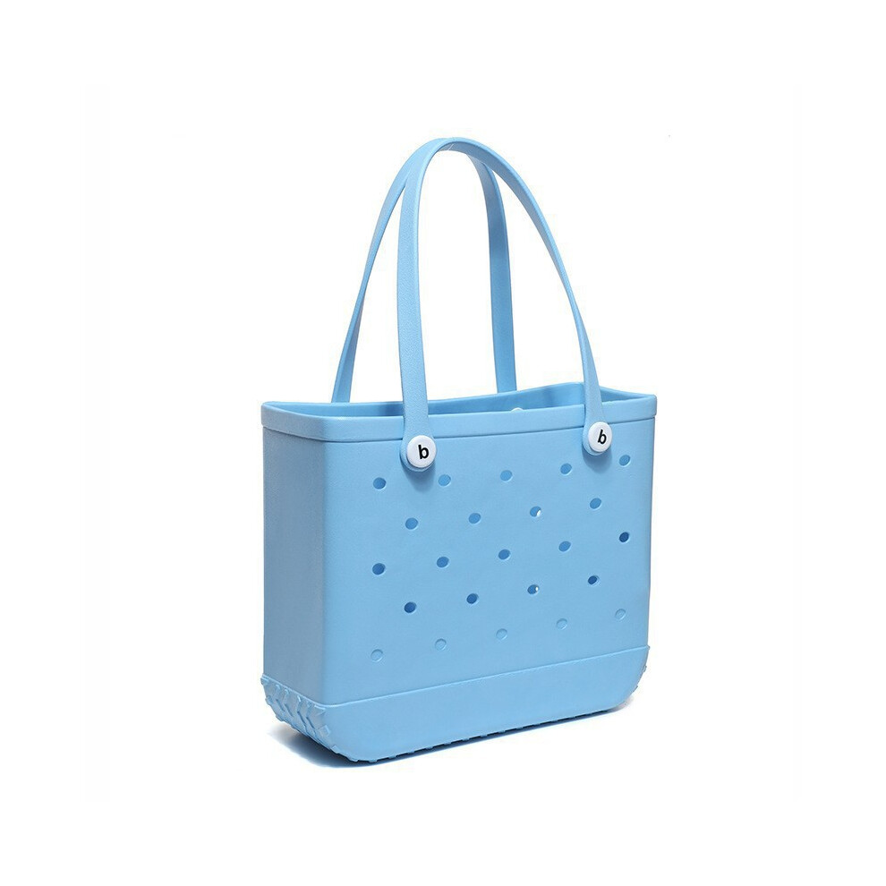 (sky blue, M(38*13*32cm)) Beach EVA Rubber Waterproof Travel Tote Bag