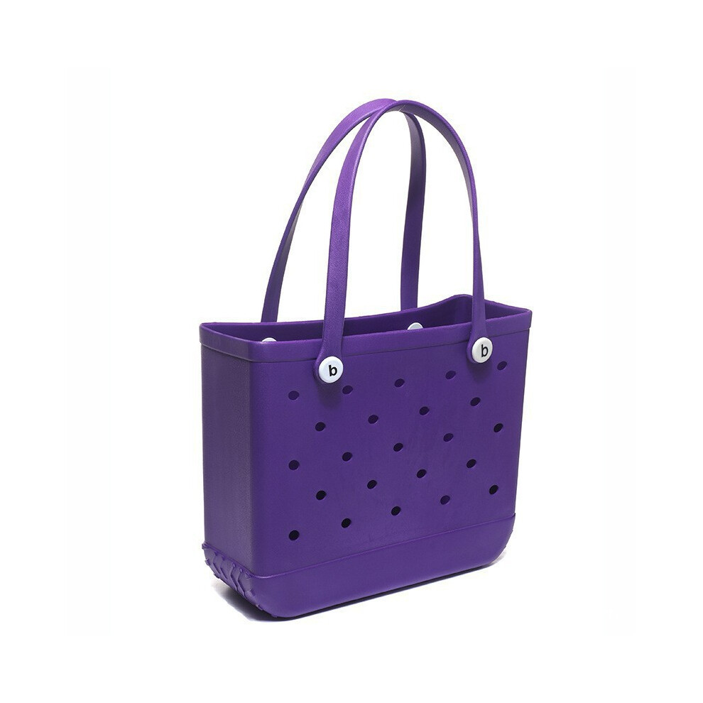 (Purple, S(28*11*21cm)) Beach EVA Rubber Waterproof Travel Tote Bag