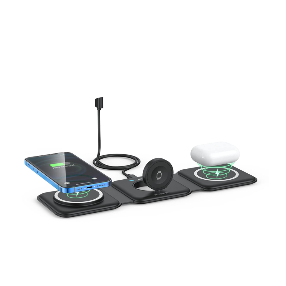 Chronus 3 in 1 Wireless Charger, Magnetic Travel Wireless Charging Station Multiple Devices, for iPhone15/14/13/12/Pro/Max, iWatch, AirPods 3/2/Pro-image-OPC-PFBT26M-NEW