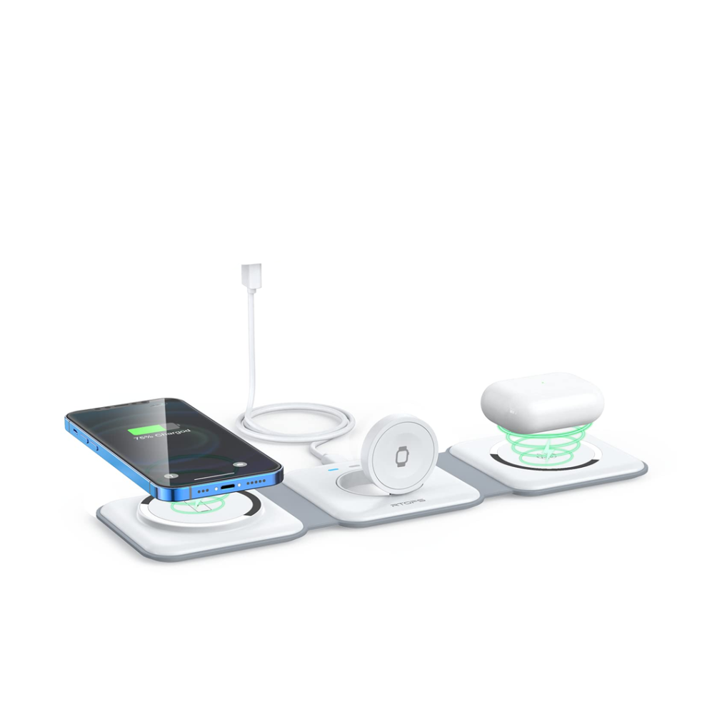 Chronus 3 In 1 Wireless Charger, Magnetic Travel Wireless Charging Station Multiple Devices, For Iphone15/14/13/12/Pro/Max, Iwatch, Airpods 3/2/Pro 6976919927124