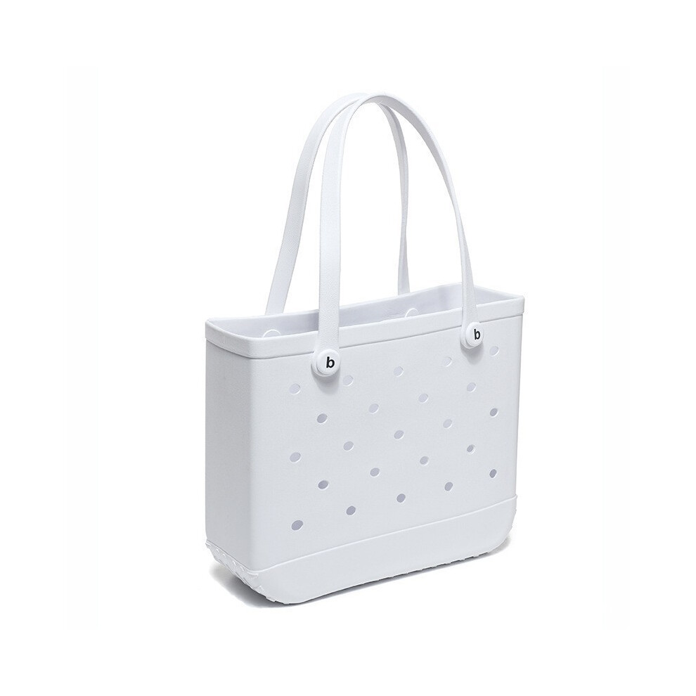 (White, M(38*13*32cm)) Beach EVA Rubber Waterproof Travel Tote Bag