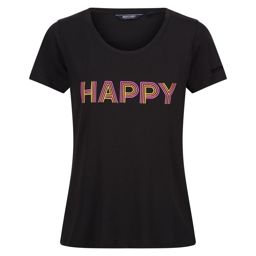 (12 UK, Black) Regatta Womens/Ladies Fingal VIII Enjoy Every Moment T-Shirt