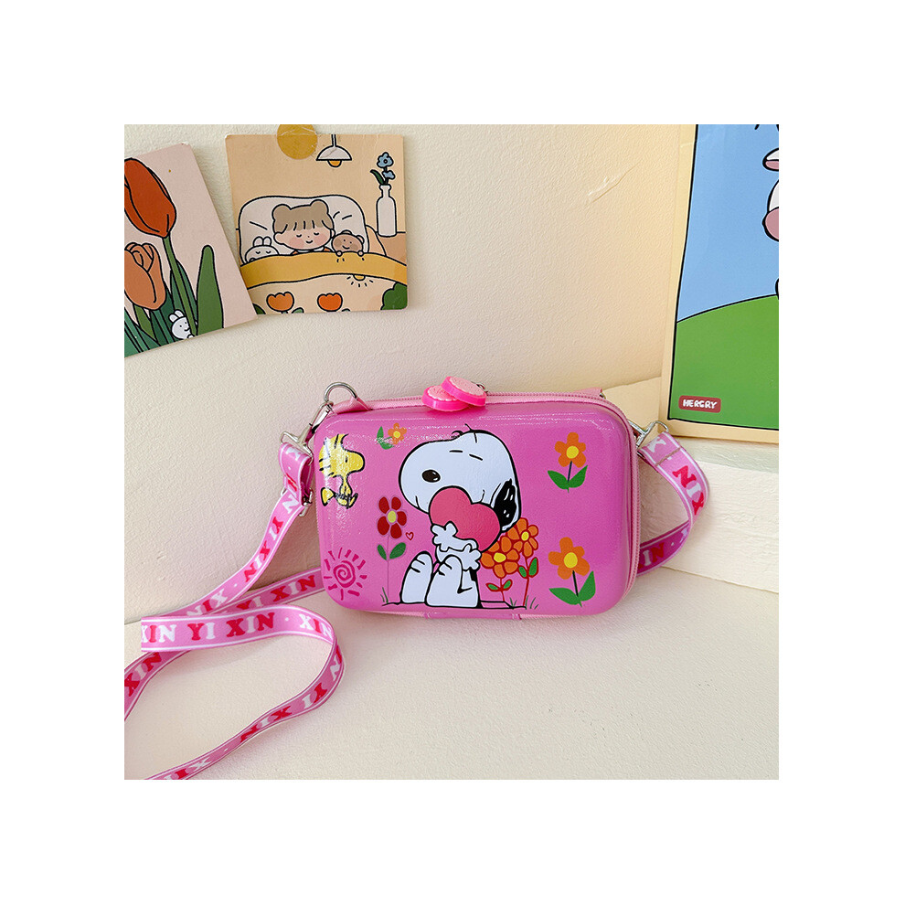 (Pink Snoopy) Crossbody Kids Contemporary Pack In Durable Nylon With Fun Cartoon Characters For Girls