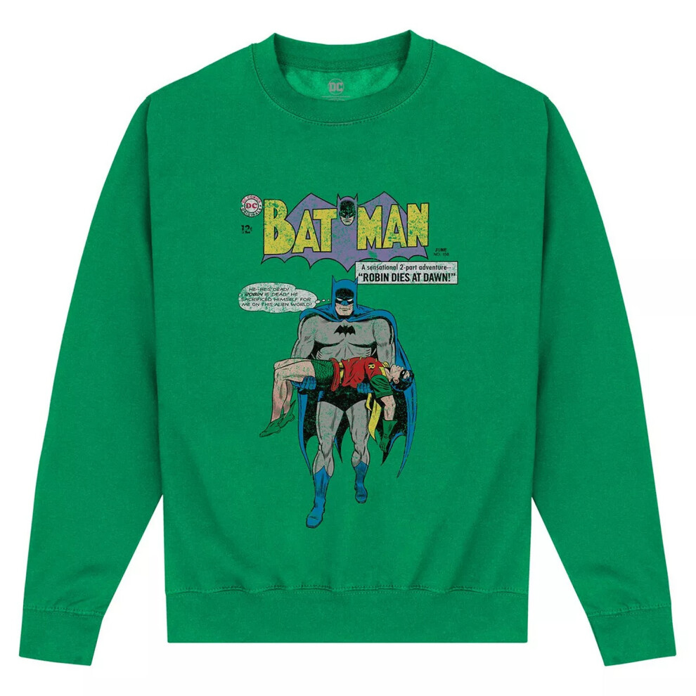 (L, Celtic Green) Batman Unisex Adult Robin Dies At Dawn Sweatshirt