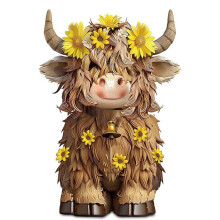 (Brown) Crafted Beautifully Resin Highland Cow Home Ornament For Cozy Farmhouse Decor