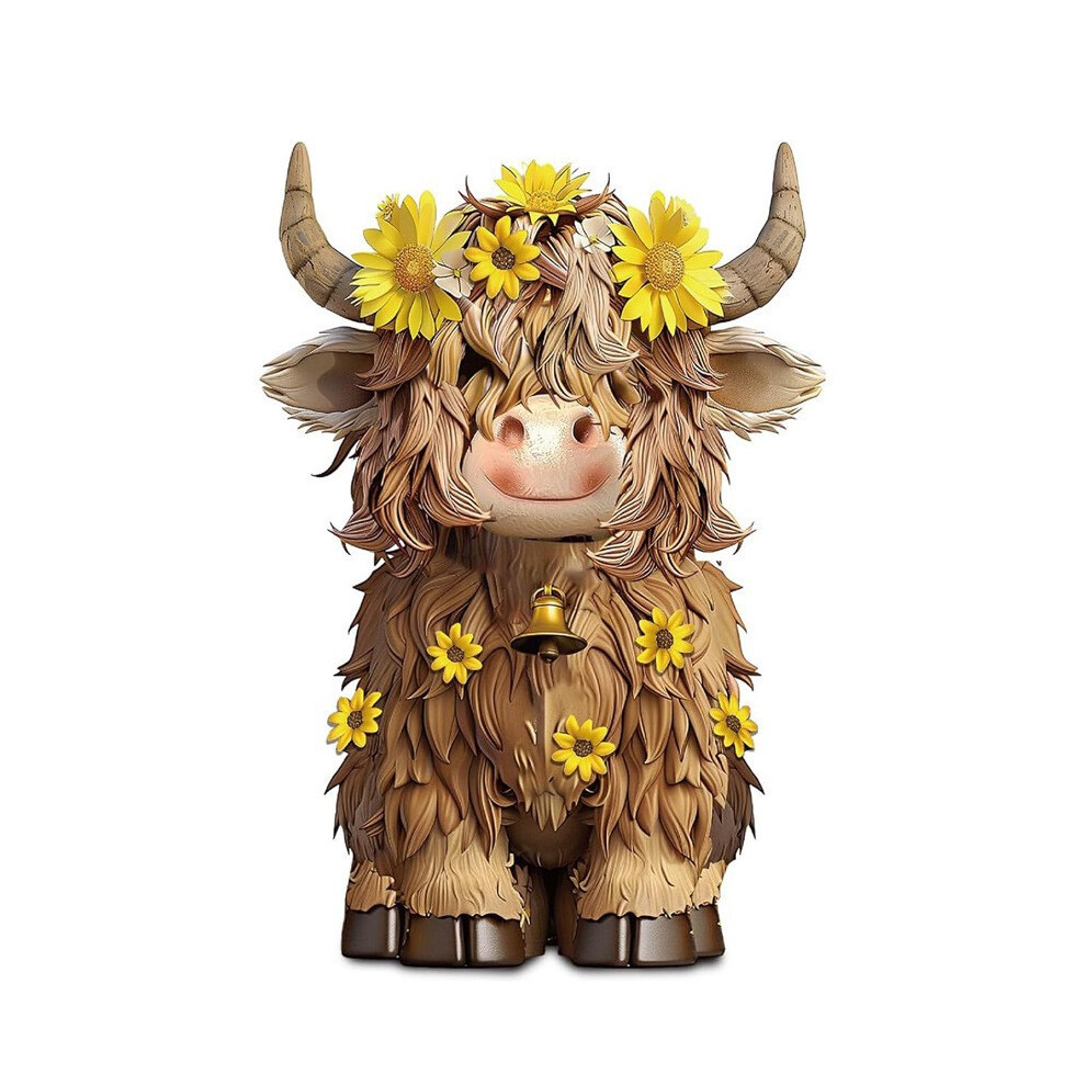 (Brown) Crafted Beautifully Resin Highland Cow Home Ornament For Cozy Farmhouse Decor Brown