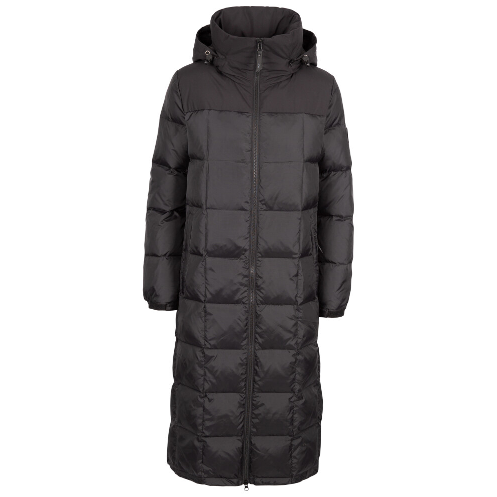 (12, Black) DLX Womens Down Jacket Long Length Coat Mering