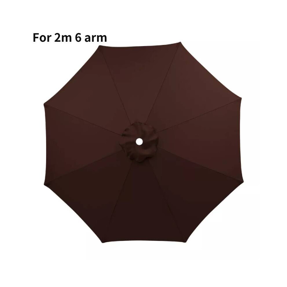 (Coffee, 200cm 6 Arm) 2m 27m 3m Replacement Umbrella Fabric Garden Parasol Canopy Cover For 6 8 Arm