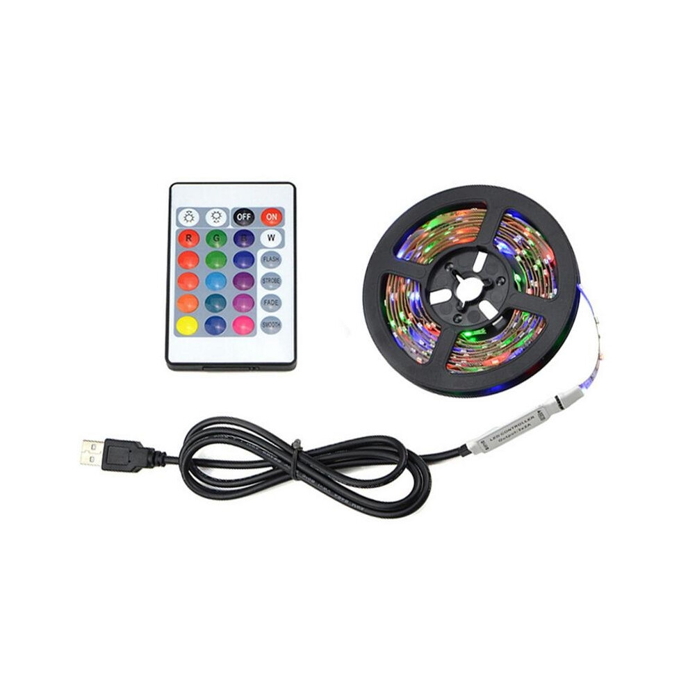 (5m 300lights) USB LED Strip RGB Remote Control Room TV BackLight Decoration Lighting