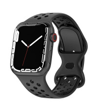 (Black, 42 44 45 49mm) Strap For Apple Watch Correa Silicone sports bracelet iwatch 8 SE 7 6 5 Ultra