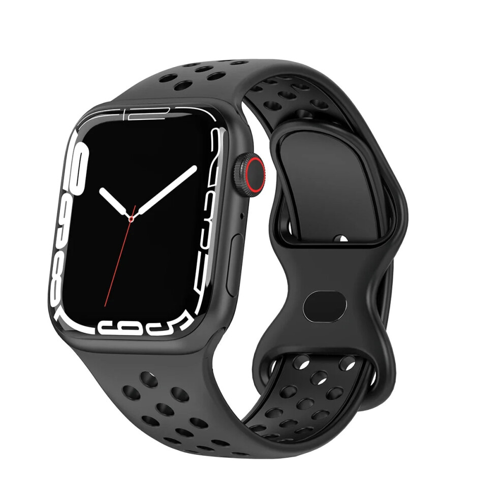 (, 38 40 41Mm) Strap For Apple Watch Correa Silicone Sports Bracelet Iwatch 8 Se 7 6 5 Ultra Black 8607778301746