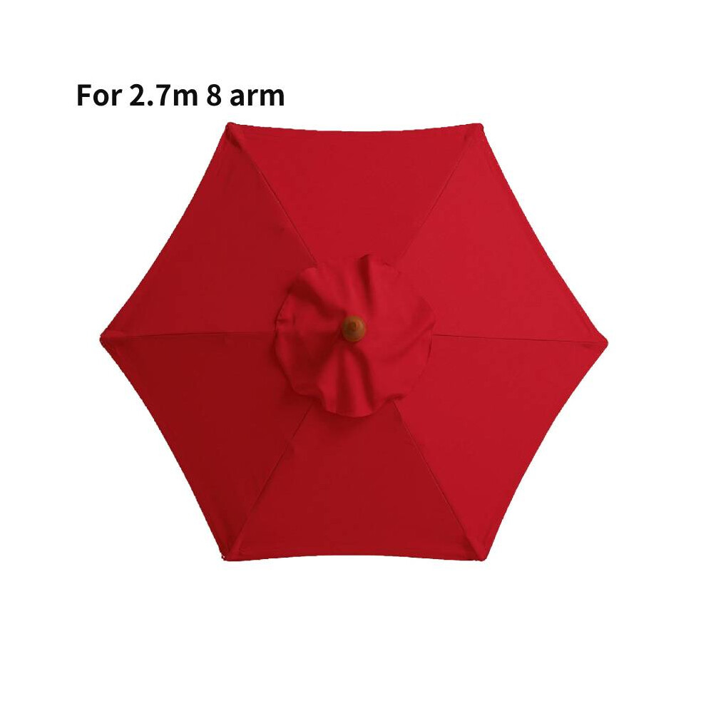 (Red, 270cm 8 Arm) 2m 27m 3m Replacement Umbrella Fabric Garden Parasol Canopy Cover For 6 8 Arm
