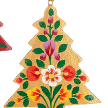 (Beige Multicoloured) Kashmiri Christmas Tree Wooden Decorations - Assorted