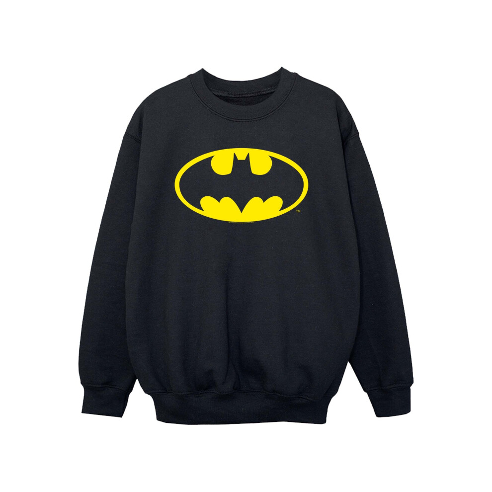 (9-11 Years, Black) Batman Boys Logo Cotton Sweatshirt