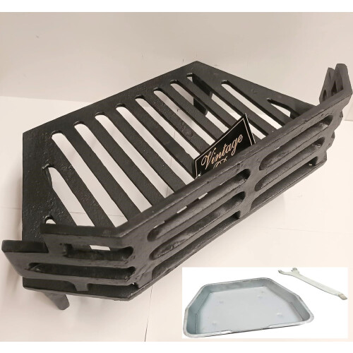 Vintage Decor 16" Victorian Cast Iron Fire Grate with Coal Saver Guard