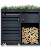 DWD® Single Wheelie Bin Hideaway with Plant Roof and Firewood Storage