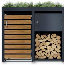 DWD® Single Wheelie Bin Hideaway with Plant Roof and Firewood Storage