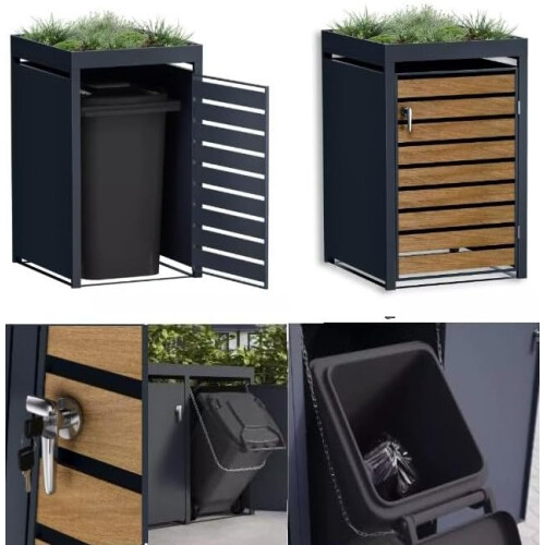 DWD® Single Wheelie Bin Hideaway with Plant Roof