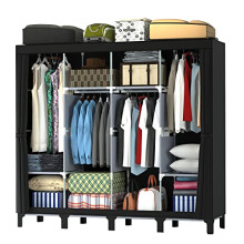Canvas Wardrobe, 165 * 45 * 175 cm Portable Wardrobes for Bedroom, Four-column Spacious Foldable Wardrobe, Easy Assembly Cloth Wardrobe, New Base