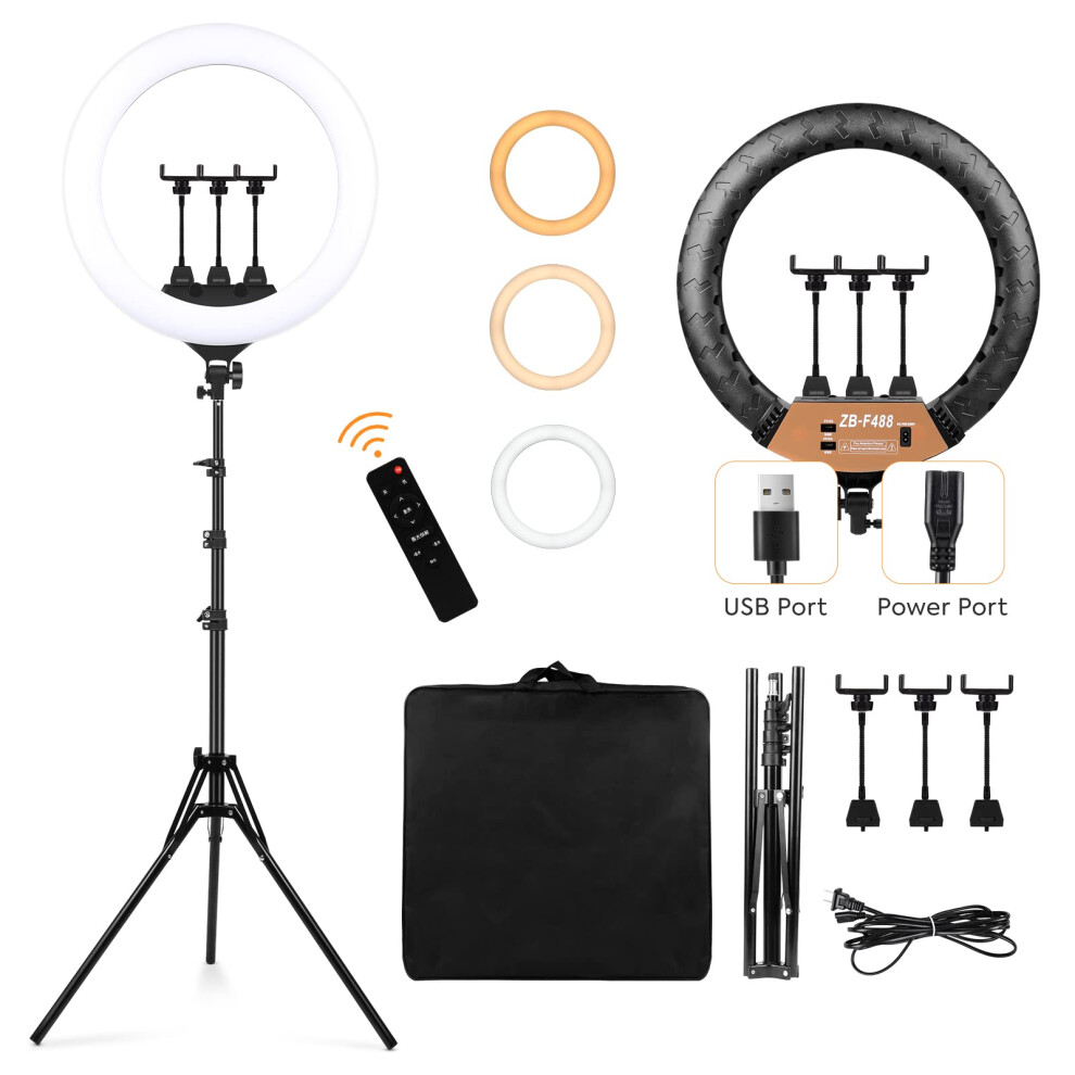 22 Inch Led Ring 3200-6500K Ing Kit 600Pcs Led Beads With Stand & 3 Phone Holders For Smartphone Youtube Tik Tok Live Stream Portrait Light 5015769213009